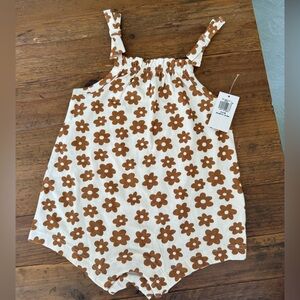 Old Navy White and Brown Floral Baby Romper